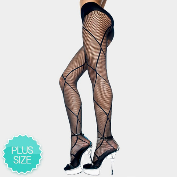 Boutique Accessories - Sexy Strut Black Pantyhose Tight Queen Size